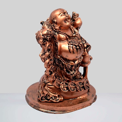 VIVARS HOME Resin Fengshui Figurine Laughing Buddha with Money-2