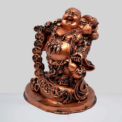 VIVARS HOME Resin Fengshui Figurine Laughing Buddha with Money-3