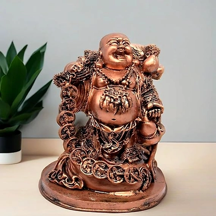 VIVARS HOME Resin Fengshui Figurine Laughing Buddha with Money-12438896