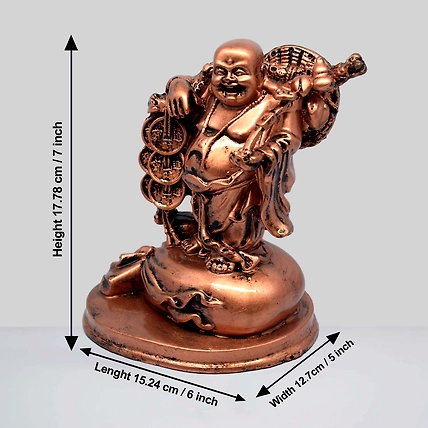 VIVARS HOME Resin Fengshui Figurine Laughing Buddha Sitting on Luck-1
