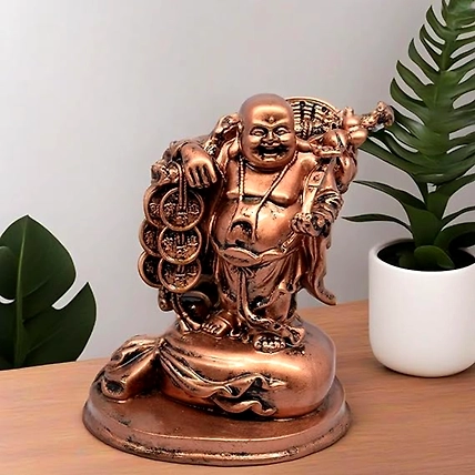 VIVARS HOME Resin Fengshui Figurine Laughing Buddha Sitting on Luck-12438898