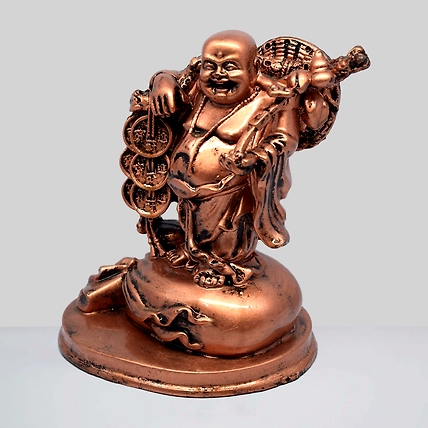 VIVARS HOME Resin Fengshui Figurine Laughing Buddha Sitting on Luck-3