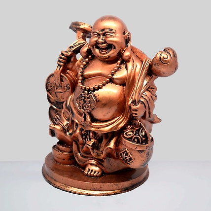 VIVARS HOME Resin Fengshui Figurine Laughing Buddha Sitting on Luck-2
