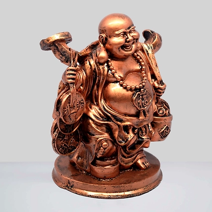 VIVARS HOME Resin Fengshui Figurine Laughing Buddha Sitting on Luck-3