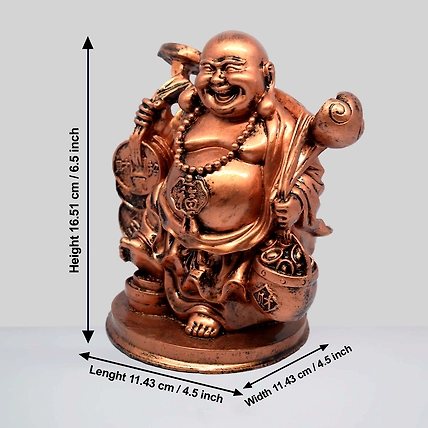 VIVARS HOME Resin Fengshui Figurine Laughing Buddha Sitting on Luck-1