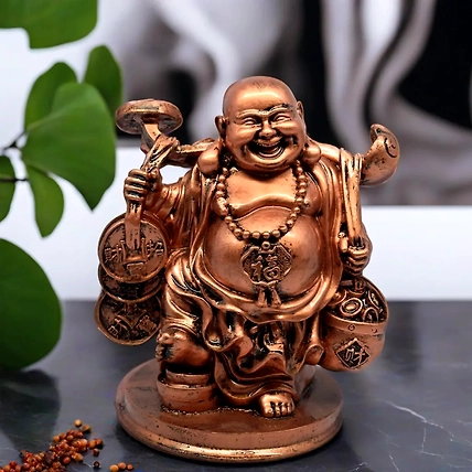 VIVARS HOME Resin Fengshui Figurine Laughing Buddha Sitting on Luck-12438900