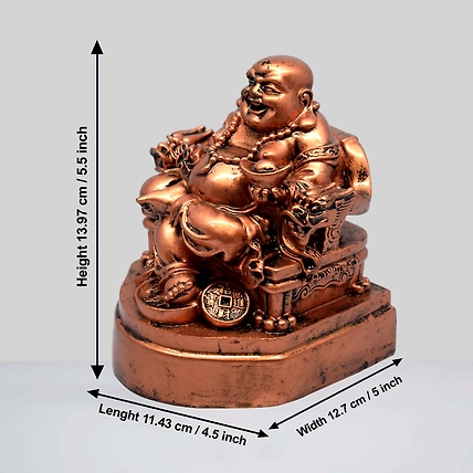 VIVARS HOME Resin Fengshui Figurine Laughing Buddha Sitting on Luck-1