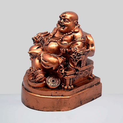 VIVARS HOME Resin Fengshui Figurine Laughing Buddha Sitting on Luck-3