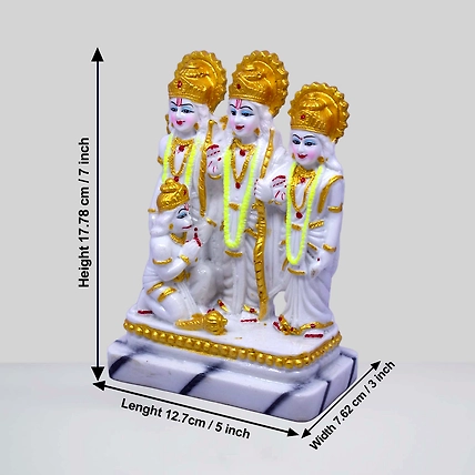 VIVARS HOME Marble Dust Lord Ram Darbar Statue, Sita and Hanuman-1