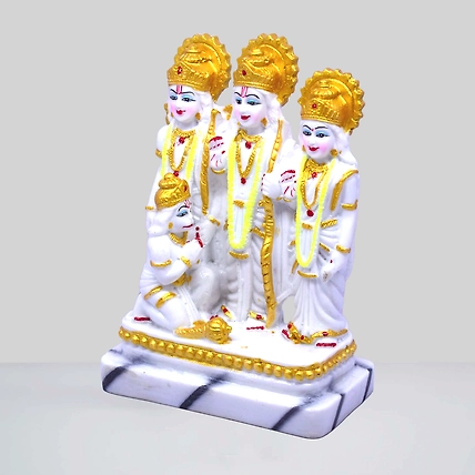 VIVARS HOME Marble Dust Lord Ram Darbar Statue, Sita and Hanuman-2