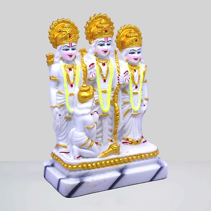 VIVARS HOME Marble Dust Lord Ram Darbar Statue, Sita and Hanuman-3