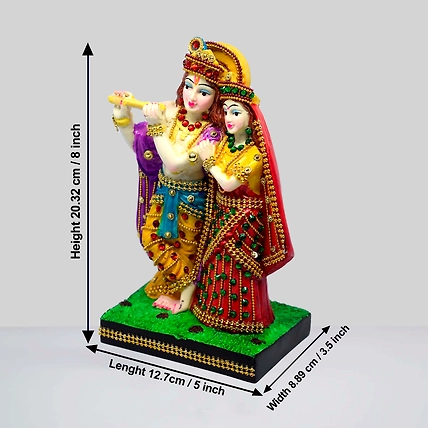 VIVARS HOME Resin Radha Krishna Statue for Home Mandir Pooja-1