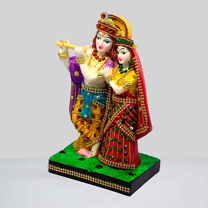 VIVARS HOME Resin Radha Krishna Statue for Home Mandir Pooja-2