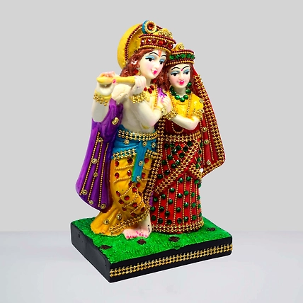 VIVARS HOME Resin Radha Krishna Statue for Home Mandir Pooja-3