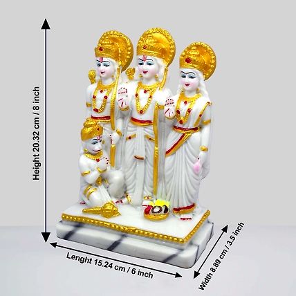 VIVARS HOME Marble Dust Lord Ram Darbar Statue, Sita and Hanuman Idol-1