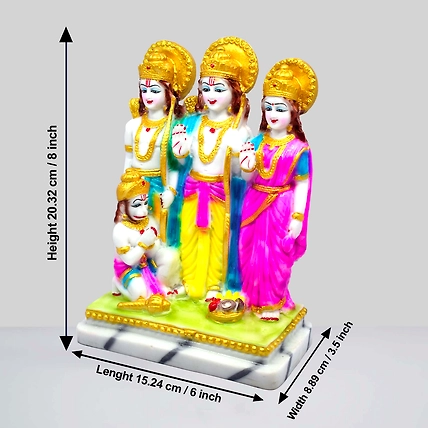 VIVARS HOME Marble Dust Lord Ram Darbar Statue, Sita and Hanuman Idol-1