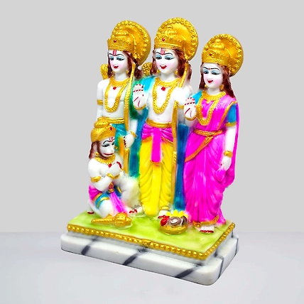 VIVARS HOME Marble Dust Lord Ram Darbar Statue, Sita and Hanuman Idol-3