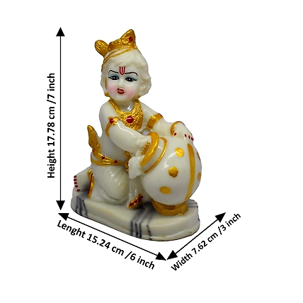 VIVARS HOME Marble Dust Lord Krishna Ji dol Statue-1