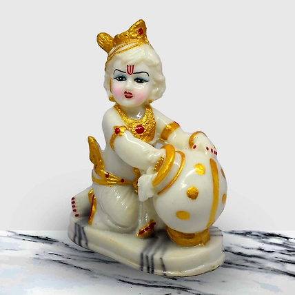 VIVARS HOME Marble Dust Lord Krishna Ji dol Statue-2