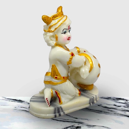 VIVARS HOME Marble Dust Lord Krishna Ji dol Statue-3