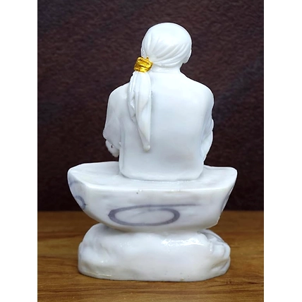 VIVARS HOME Marble Dust Sai Baba Statue for Home Mandir Pooja-3