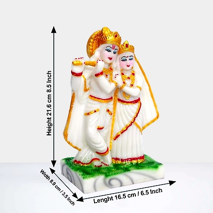 VIVARS HOME Marble Dust Radha Krishna Statue for Home Mandir Pooja-3