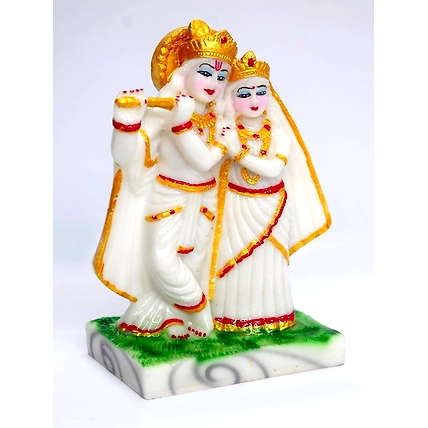 VIVARS HOME Marble Dust Radha Krishna Statue for Home Mandir Pooja-2