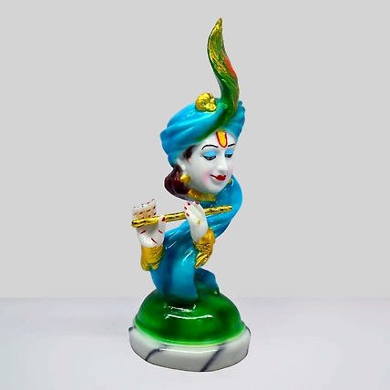 VIVARS HOME Marble Dust Lord Krishna with Flute Statue Showpiece-2