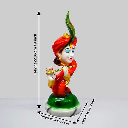 VIVARS HOME Marble Dust Lord Krishna with Flute Statue Showpiece-1