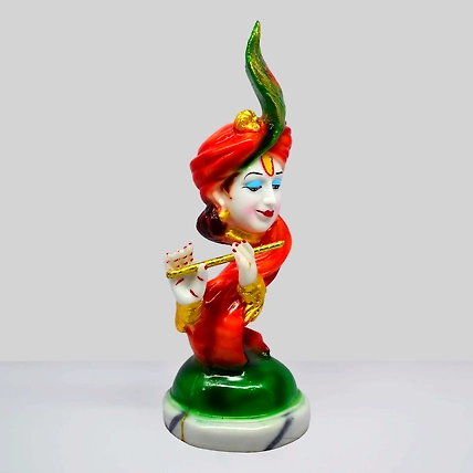 VIVARS HOME Marble Dust Lord Krishna with Flute Statue Showpiece-2