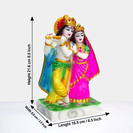 VIVARS HOME Marble Dust Radha Krishna Statue for Home Mandir Pooja-1