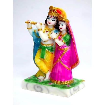 VIVARS HOME Marble Dust Radha Krishna Statue for Home Mandir Pooja-2