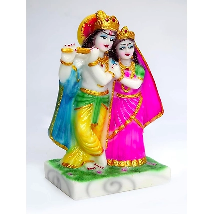 VIVARS HOME Marble Dust Radha Krishna Statue for Home Mandir Pooja-3