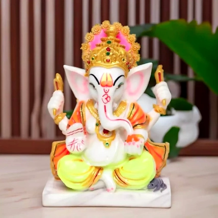VIVARS HOME Marble Dust Lord Ganesha Statue-12438936