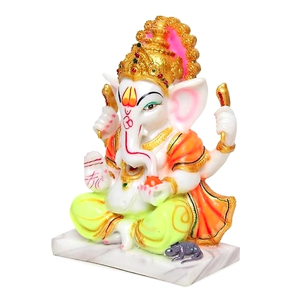 VIVARS HOME Marble Dust Lord Ganesha Statue-2