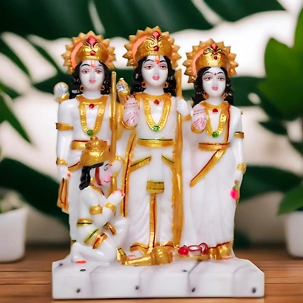 VIVARS HOME Marble Dust Lord Ram Darbar Statue-12438938