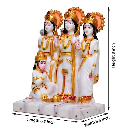 VIVARS HOME Marble Dust Lord Ram Darbar Statue-1