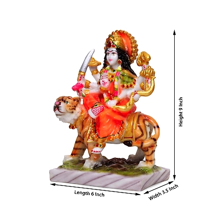 VIVARS HOME Marble Dust Maa Durga Statue for Home Mandir Pooja-1
