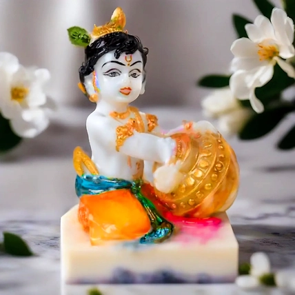 VIVARS HOME Marble Dust Lord Krishna Ji-12438956