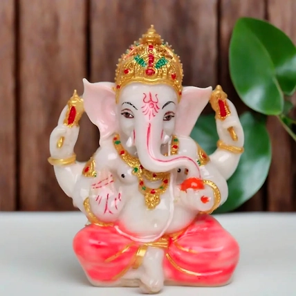 VIVARS HOME Marble Dust Lord Ganesha Statue-12438960