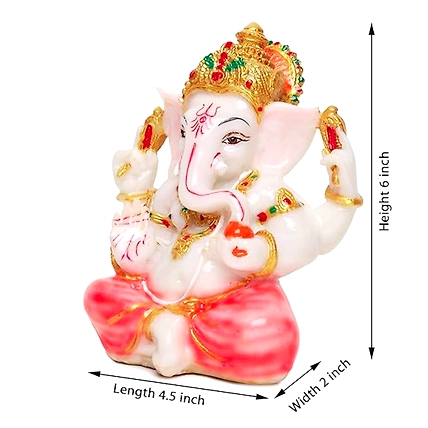 VIVARS HOME Marble Dust Lord Ganesha Statue-1