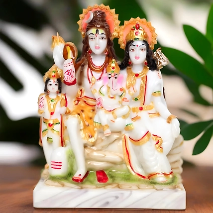 VIVARS HOME Marble Dust Lord Shiv Parvati Murti Cultured Marble Statue-12441482