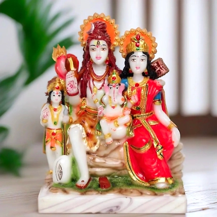VIVARS HOME Marble Dust Lord Shiv Parvati Statue-12441484