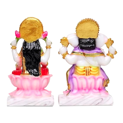 VIVARS HOME Marble Dust Laxmi Ganesh Statue-4