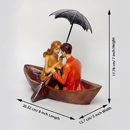 VIVARS HOME Resin Romantic Boat Couple Showpiece for Valentine-1