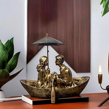Romantic HOME Boat Couple Showpiece Statue for Home Decor-12441528