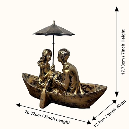 Romantic HOME Boat Couple Showpiece Statue for Home Decor-1