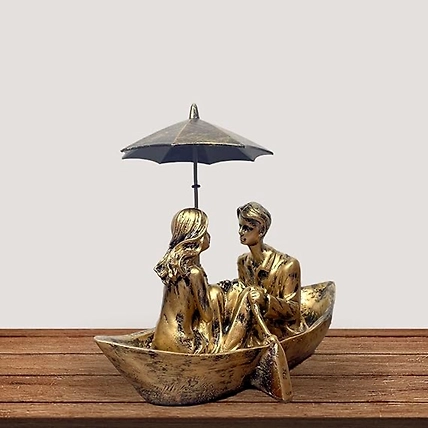 Romantic HOME Boat Couple Showpiece Statue for Home Decor-3