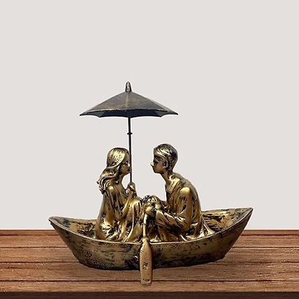 Romantic HOME Boat Couple Showpiece Statue for Home Decor-4