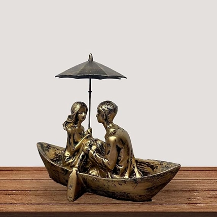 Romantic HOME Boat Couple Showpiece Statue for Home Decor-2